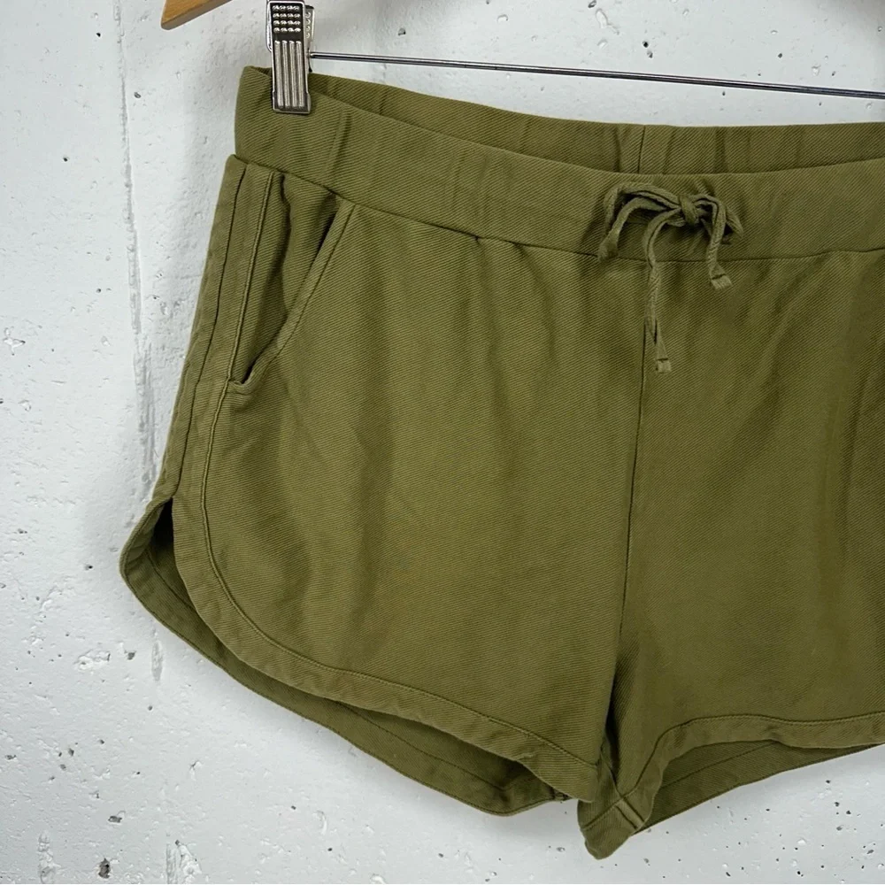 Bobi Los Angeles Size Medium Olive Green Knit Twill Shorts